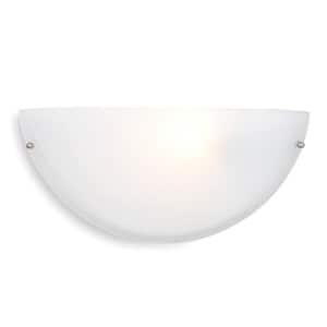 Glacier Point Collection 1-Light White Sconce with Ivory Cloud Glass Shade