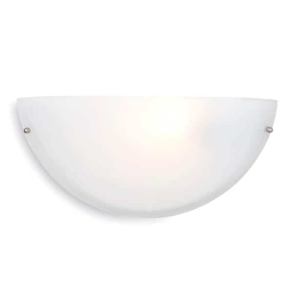 Glacier Point Collection 1-Light White Sconce with Ivory Cloud Glass Shade