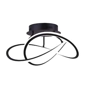 Zola 21.4 in. Matte Black LED Semi-Flush Mount with Acrylic Lens