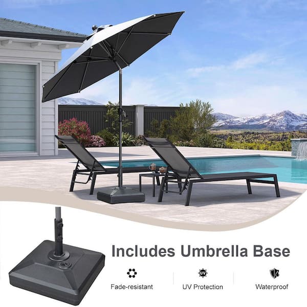8 foot tilt patio umbrella PURPLE LEAF 8 ft. Octagon Aluminum Auto-Tilt Outdoor Market Patio Umbrella  with Base in Gray ZP03MLZXR08GY