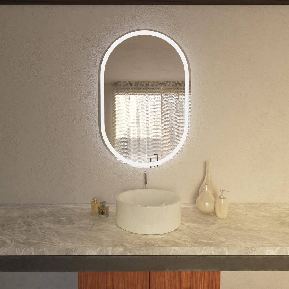 Grace 24 in. W x 36 in. H Small Oval Frameless LED Wall Bathroom Vanity Mir