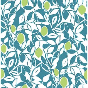 Loretto Teal Citrus Paper Strippable Roll (Covers 56.4 sq. ft.)