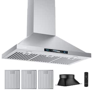 36 in. 900 CFM Convertible Wall Mount Range Hood in Stainless Steel with Intelligent Gesture Sensing and Charcoal Filter