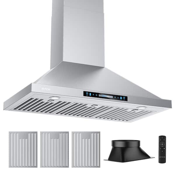 Blomed 36 in. 900 CFM Convertible Wall Mount Range Hood in Stainless Steel with Intelligent Gesture Sensing and Charcoal Filter