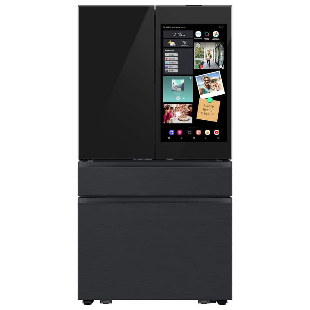 Bespoke 4-Door French Door Refrigerator (29 Cu. Ft.) with AI Family Hub+ in Charcoal Glass and Black/Charcoal