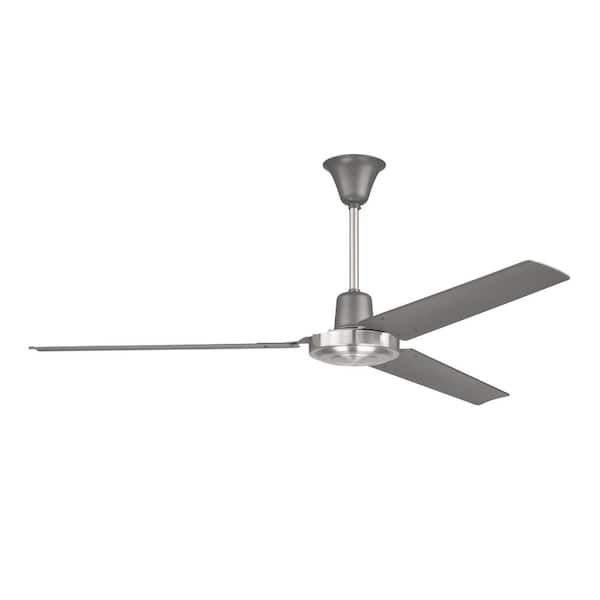 CRAFTMADE Utility 56 in. 4-Speed Ceiling Fan Titanium/Brushed Polished Nickel Finish Downrod Mount Heavy-Duty w/Wall Control