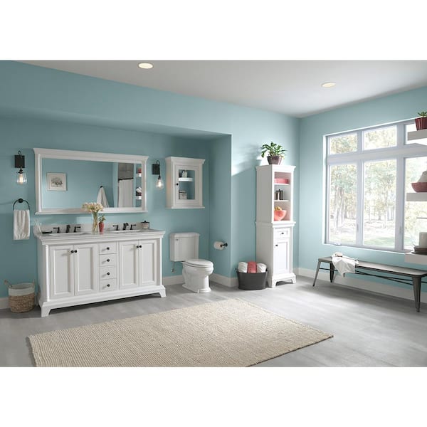Strousse 60 in. W x 32 in. H Rectangular Wood Framed Wall Bathroom Vanity Mirror in White