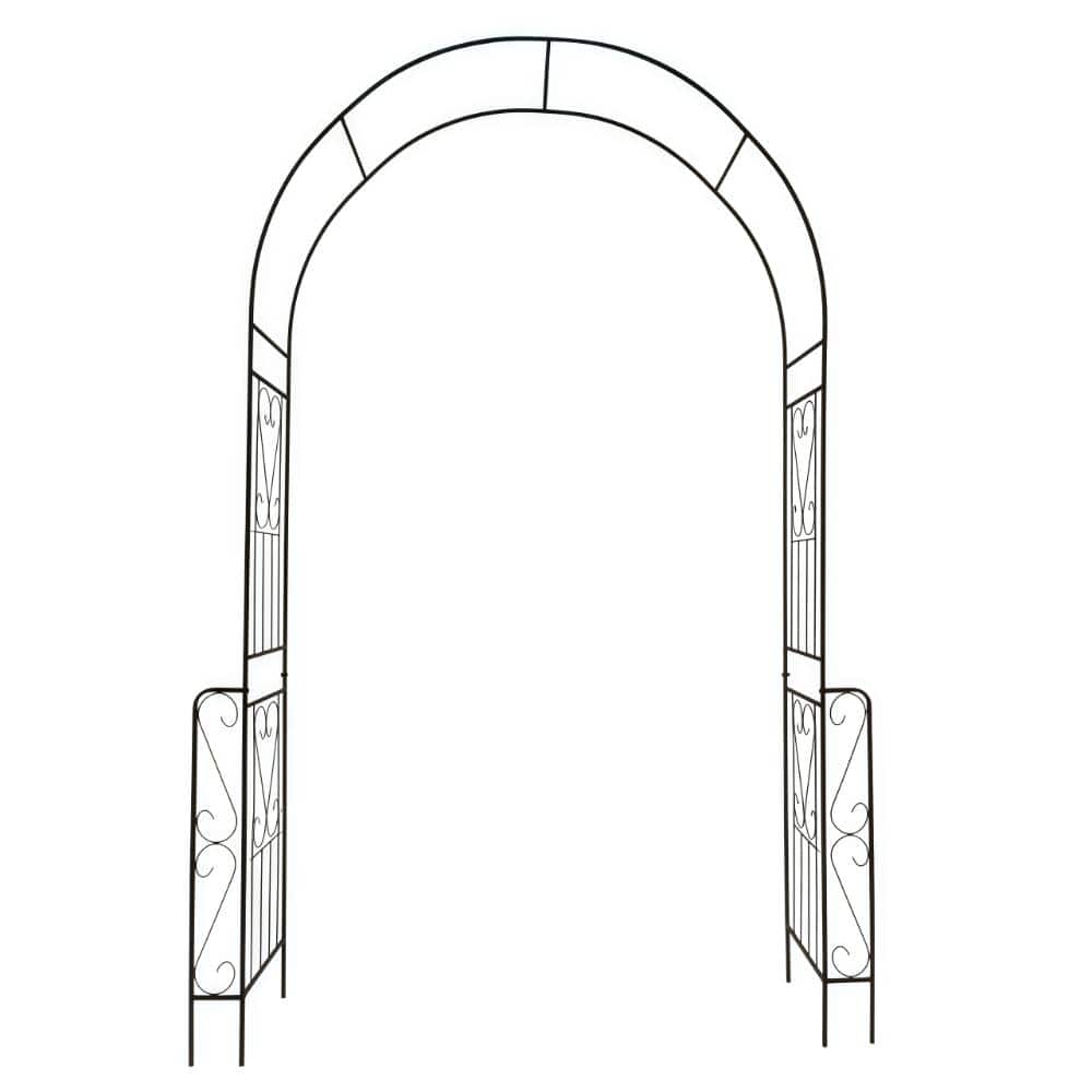 Metal Garden Arch W55'' x H94.5'' Garden Arbor Trellis Climbing Plants Support Rose Arch Outdoor Arch Black price history on PriceWatchPro