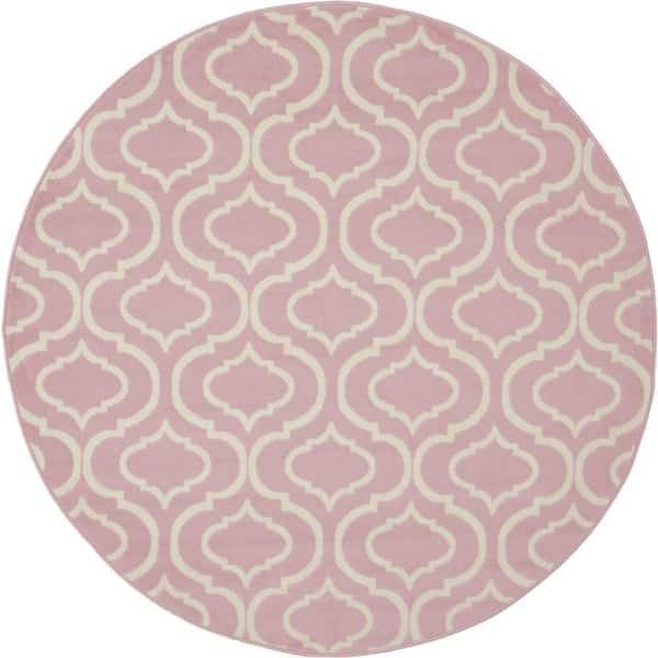 HomeRoots Gray 5 ft. Round Moroccan Power Loom Area Rug