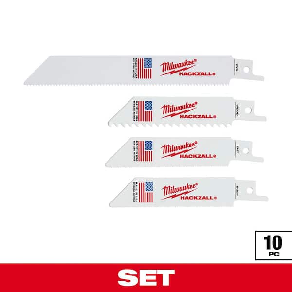 Milwaukee HACKZALL Wood and Metal Cutting Bi-Metal Reciprocating Blades Kit with Storage Pouch (10-Piece)