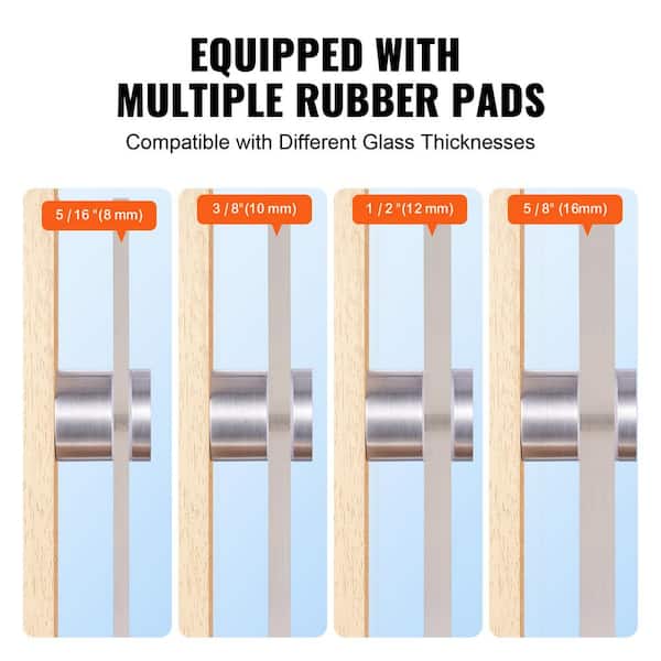 VEVOR Glass Clamp 10PCS Railing Bracket 5 in. H x 2 in. W Silver 316 Stainless Steel for 0.31 to 0.62 in. Stair Railing Kit