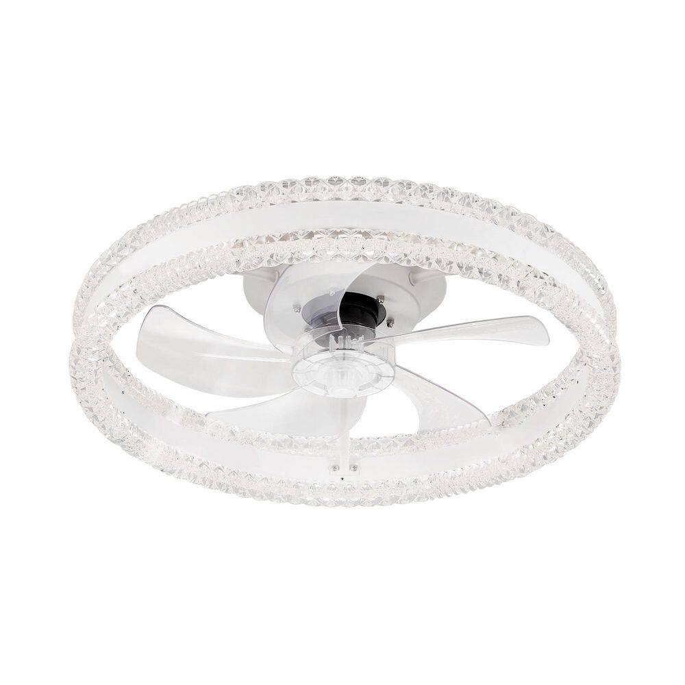 Luxury Double Ring 20.3 in. 1-Light White Smart Selectable LED Flush Mount Ceiling Fan with Light price history on PriceWatchPro
