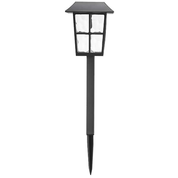 Hampton Bay Archer Black Integrated LED Weather Resistant Outdoor Solar Path Light (4-Pack)