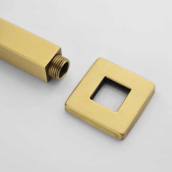 1-Spray Patterns with 2.5 GPM 11.8 in. Ceiling Mount Fixed Shower Head with Shower Arm in Brushed Gold