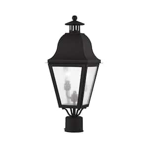 Yorktown 21 in. 2-Light Black Cast Brass Hardwired Outdoor Rust Resistant Post Light with No Bulbs Included