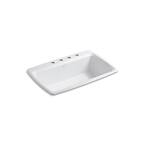 KOHLER Mayfield White Cast Iron 25 in. 4-Hole Single Bowl Drop-in ...