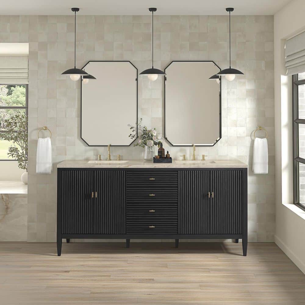 Myrrin 72.0 in. Double Bath Vanity in Carbon Oak with Tajnar Engineered Composite Top price history on PriceWatchPro