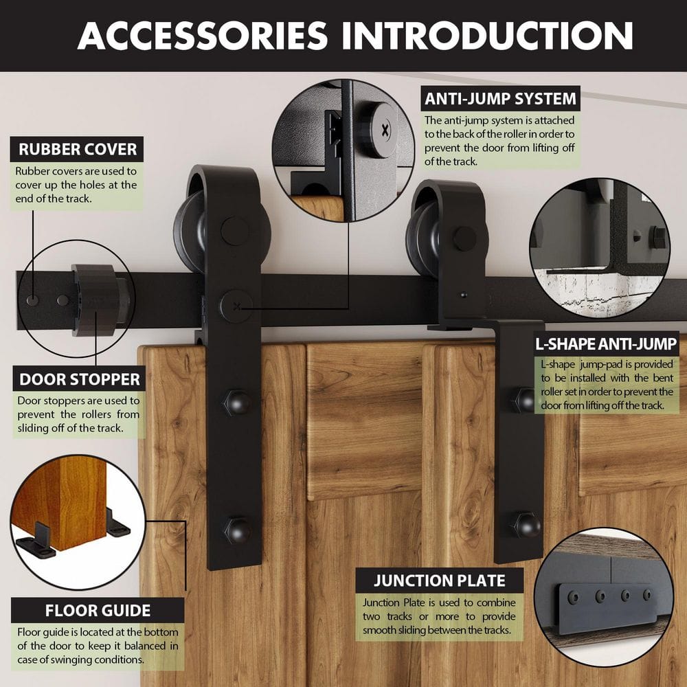 Rustic Black Double Bypass Sliding Barn Door Hardware Kit