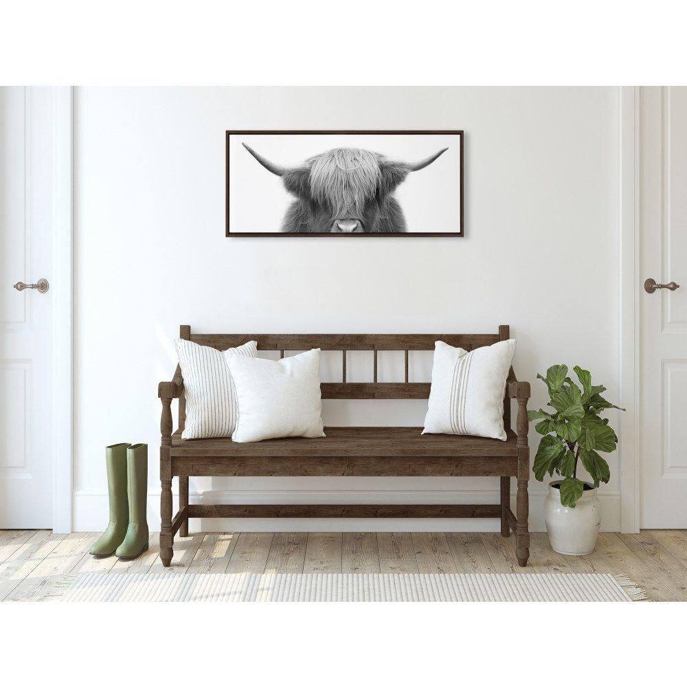 Hey Dude Highland Cow Black and White Canvas Print