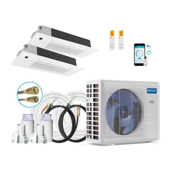 MRCOOL DIY 27,000 BTU 2.25-Ton 2-Zone 22 SEER Ductless Mini-Split AC and Heat Pump with Cassettes 12K+18K & 25,50ft Lines