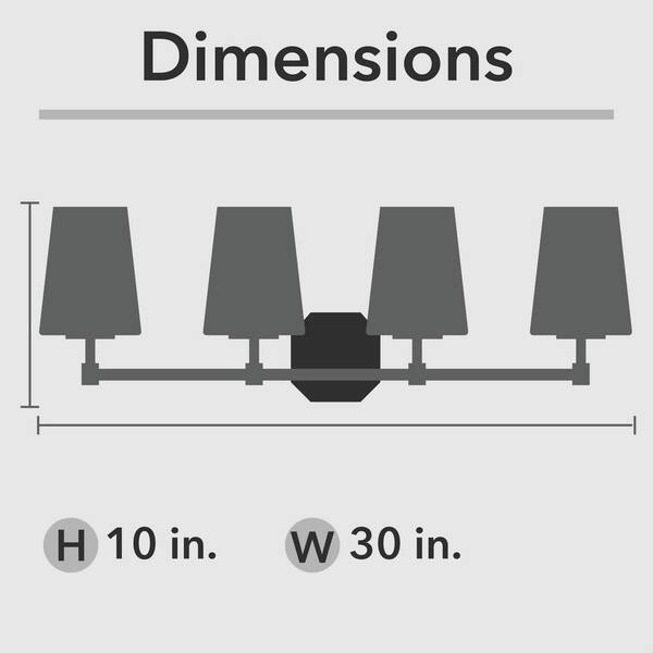 Hunter - Nolita 30 in. 4 Light Matte Black Vanity Light with Cased White Glass Shades