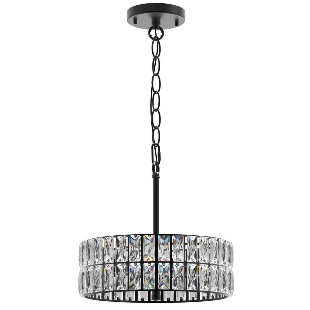 Emeritpro 70.9 in. Black Drum Chandelier 3-Light E12 Modern
