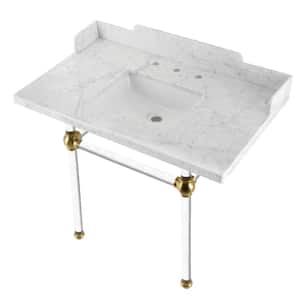 Fauceture Console Sink Set in Marble White/Brushed Brass