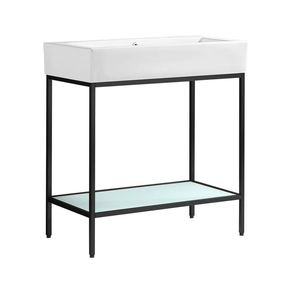 Pierre 32" Matte Black Metal Frame Freestanding Bathroom Vanity