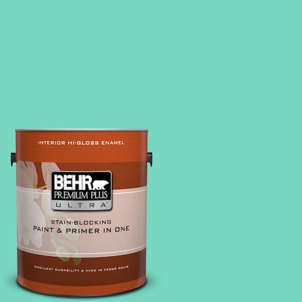 BEHR Premium Plus Ultra 1 gal. #480A-3 Mint Majesty Hi-Gloss Enamel Interior Paint and Primer in One