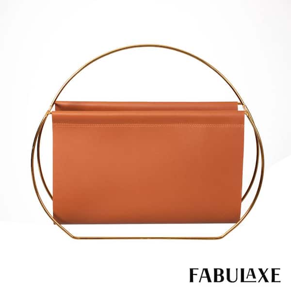 FABULAXE 16 in. Brown Magazine Holder, Letter and Document Organizer for Desktop and Office. for Organizing Books and Newspapers