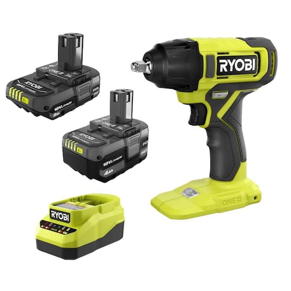 ONE+ 18V Cordless 3/8 in. Impact Wrench Kit with 4 Ah Battery, 2Ah Battery, and 18V Charger