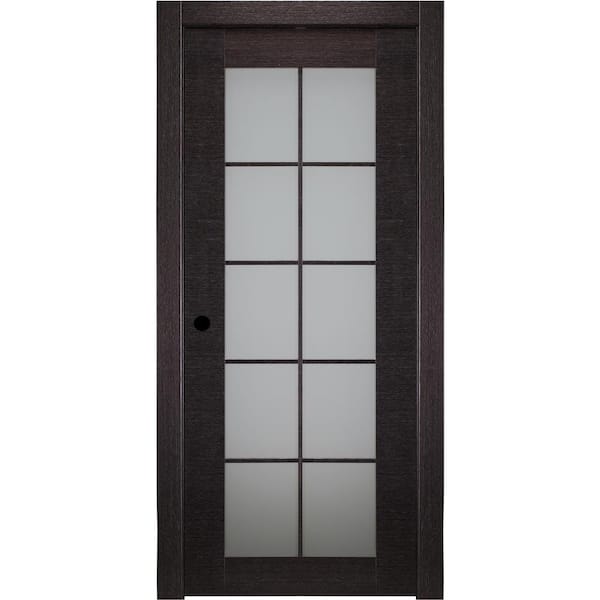 Belldinni 36 in. x 80 in. Avanti Black Apricot Right-Hand Solid Core Wood 10-Lite Frosted Glass Single Prehung Interior Door