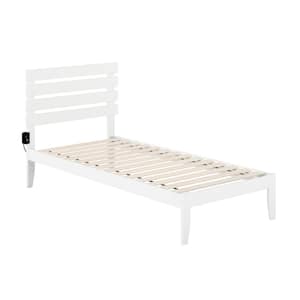 Oxford in White Twin Extra Long Bed with USB Turbo Charger