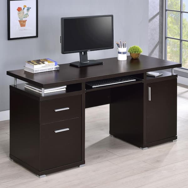 Coaster Tracy 55 in. W Cappuccino 2-Drawer Computer Desk 800107