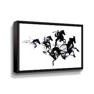 'Black Horses' by Robert Farkas Framed Canvas Wall Art