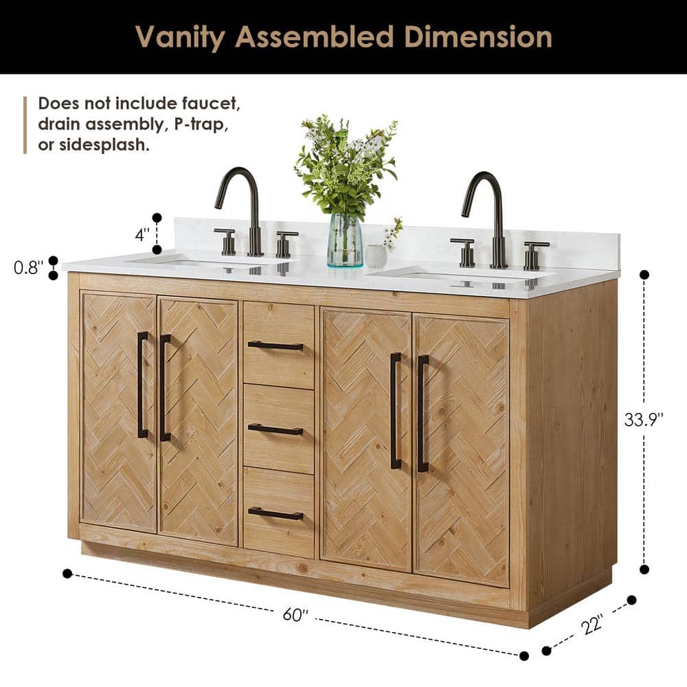 Bellavia 60" Weathered Fir Wood Vanity with Stone Top and Mirror
