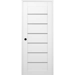 Alba 18 in. x 84 in. Right Hand 7 Lite Frosted Glass Snow White Composite Wood Single Prehung Interior Door