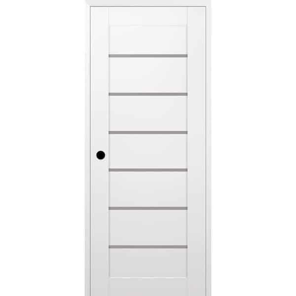 Belldinni Alba 28 in. x 84 in. Right Hand 7 Lite Frosted Glass Snow White Composite Wood Single Prehung Interior Door