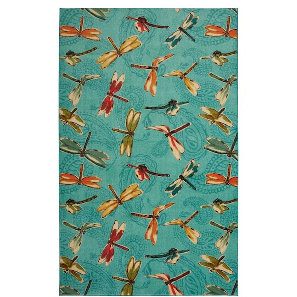 Mohawk Home Summer Dragonflies Aqua 8 ft. x 10 ft. Themed Area Rug