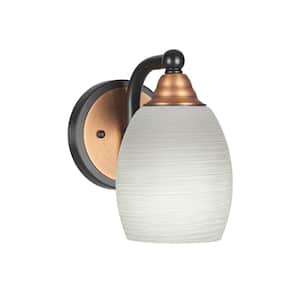 Madison 5 in. 1-Light Matte Black and Brass Wall Sconce with Standard Shade