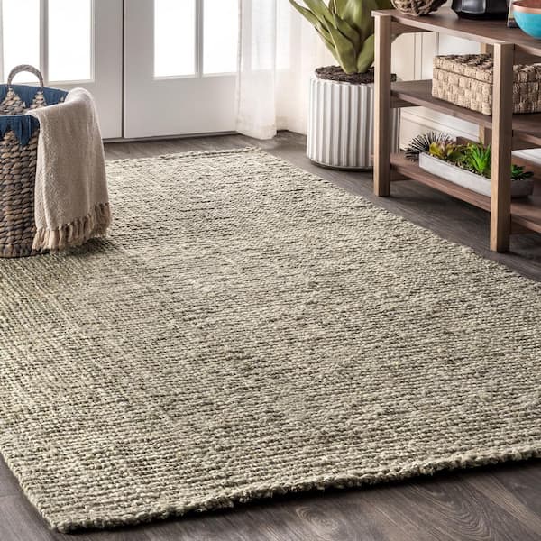 Pata Hand Woven Chunky Jute Gray 10 ft. x 13 ft. Area Rug