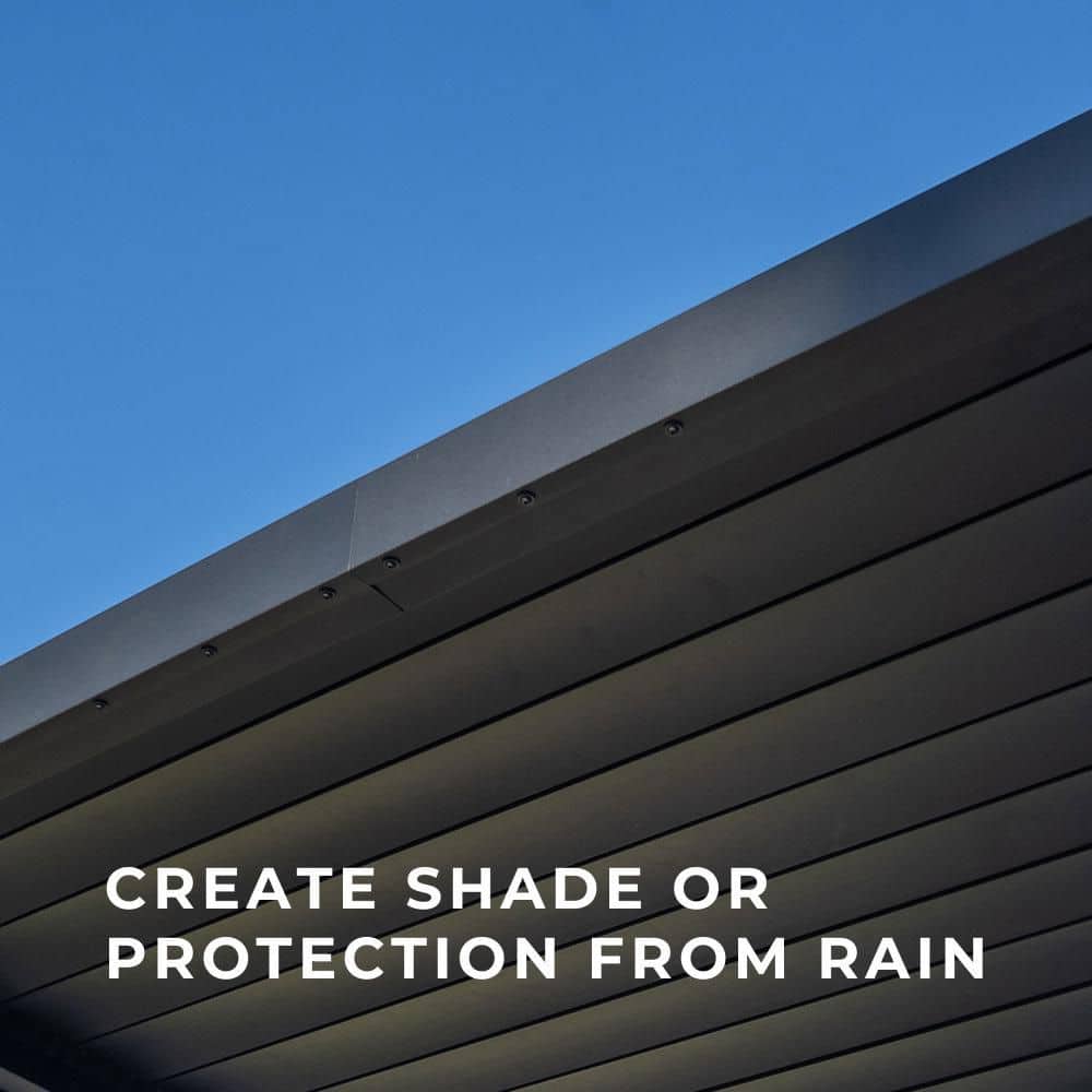 Evanston Black Galvanized Steel Wall-Mounted Pergola with Adjustable Roof