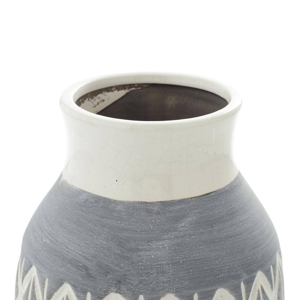 White Abstract Bud Ceramic Table Vase 7" x 13"