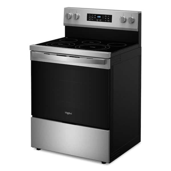 30 in. 5 Burner Elements Freestanding Electric Range in Stainless Steel with Air Cooking Technology