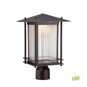 Hadley Burnished Bronze Cast Aluminum Line Voltage Outdoor Weather Resistant Post Light with Integrated LED