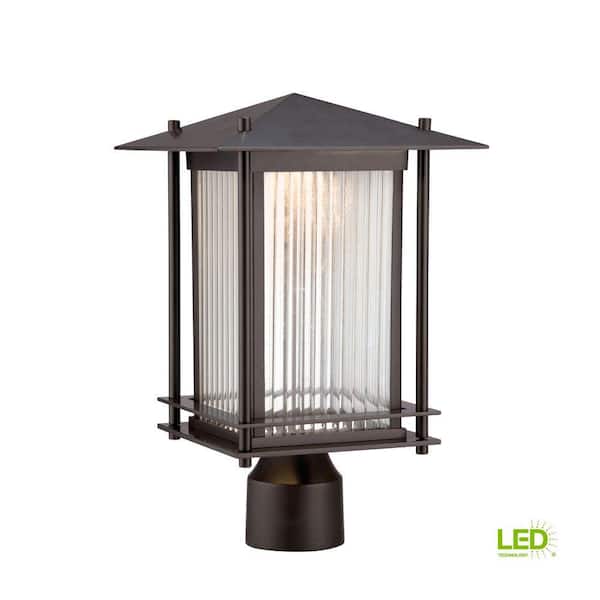 Designers Fountain Hadley Burnished Bronze Cast Aluminum Line Voltage Outdoor Weather Resistant Post Light with Integrated LED