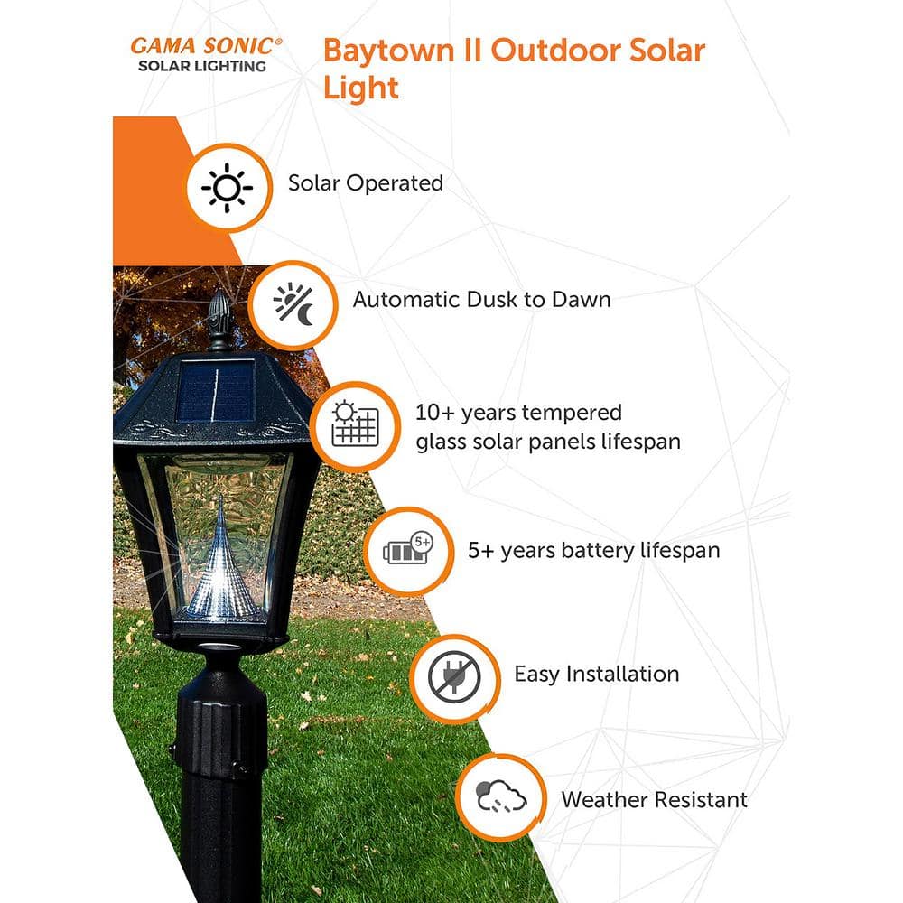 Black Solar Powered LED Dusk to Dawn Lantern Post