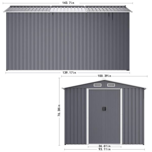 8 ft.W x 12 ft.D Outdoor Metal Garden Shed,Tool House with Sliding