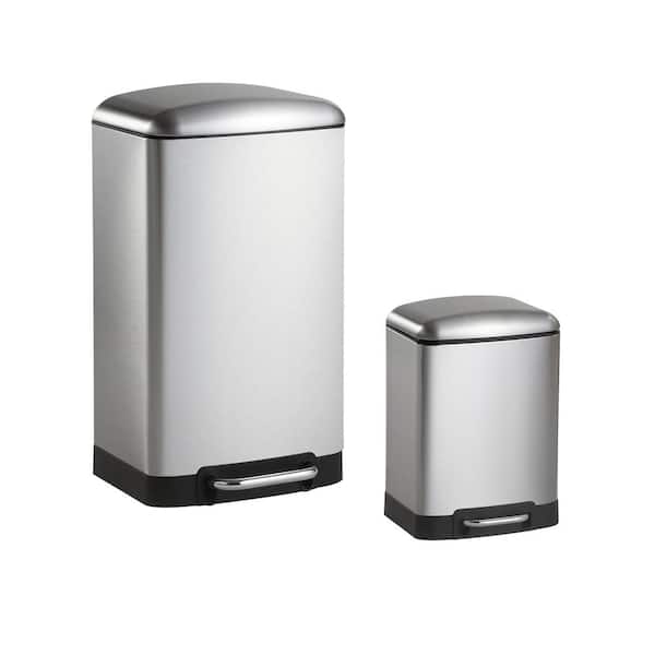 happimess 7.9-Gallons Stainless Steel Kitchen Trash Can with Lid Outdoor