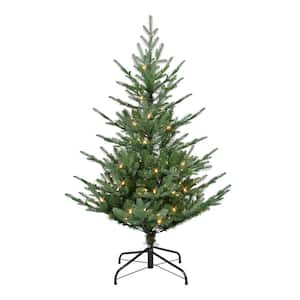 4.5 ft. Green Pre-Lit Hillside Artificial Christmas Tree with 150 Clear Incandescent Lights